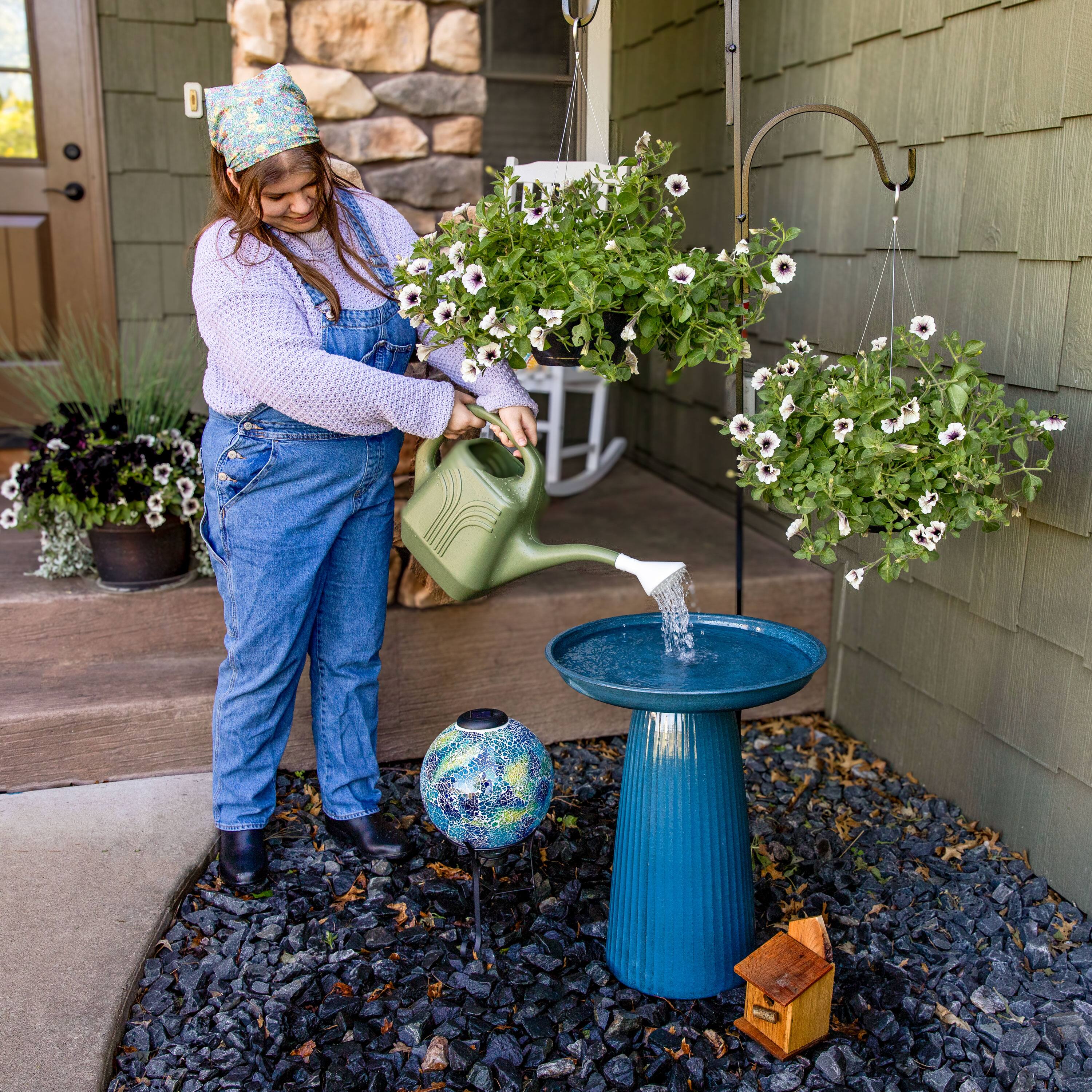 Alt View 10. Sunnydaze - Gleeful Garden Metal Outdoor Bird Bath - Blue.