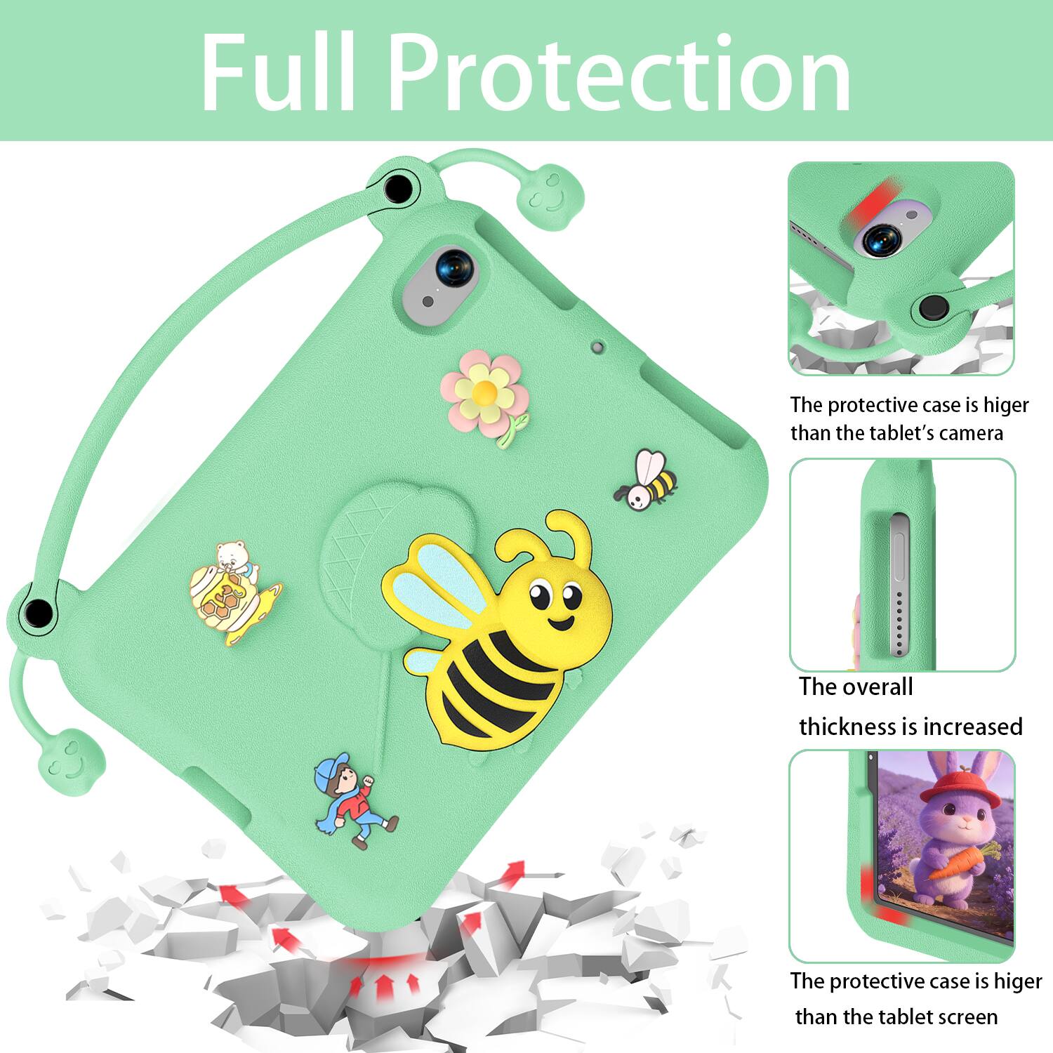 Full Protection

The protective case is higher than the tablet's camera

The overall thickness is increased

The protective case is higher than the tablet screen