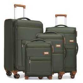 HTUTWOO - 4 Piece Softside Luggage Sets - 16/20/24/28 " Suitcase with Spinner Wheels, TSA Combination Lock, Waterproof Polyester - Army Green