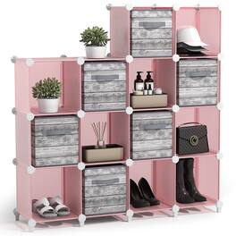 Sorbus - 14 Cube Storage Organizer –Waterproof Cubby Shelf - Closet, Toys, Books, Shoes, Décor –Bedroom, Living Room, Kids - Pink