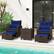 Alt View 1. Costway - 5 PCS Patio Rattan Furniture with 2 Wicker Ottomans & Tempered Glass Coffee Table - Navy + Mix Brown.