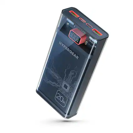 Front. Stock Preferred - ClearCharge XL 20000mAh Transparent Power Bank.