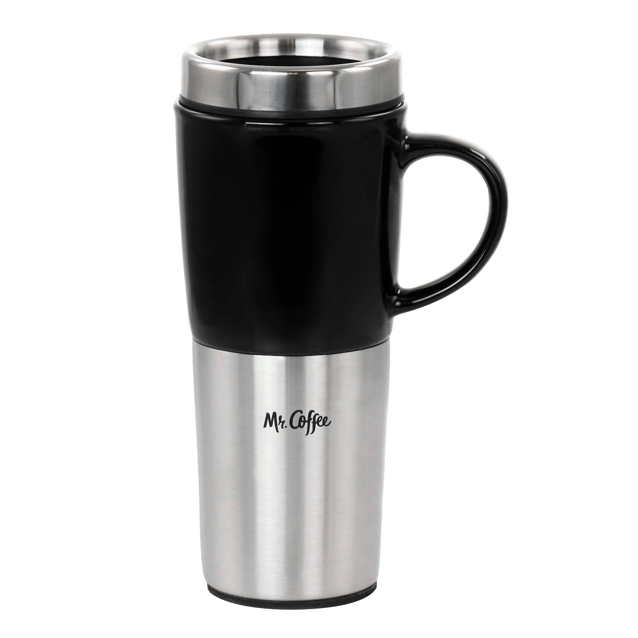 Brentwood - Mr. Coffee 16oz Stainless Steel and Stoneware Travel Mug - White