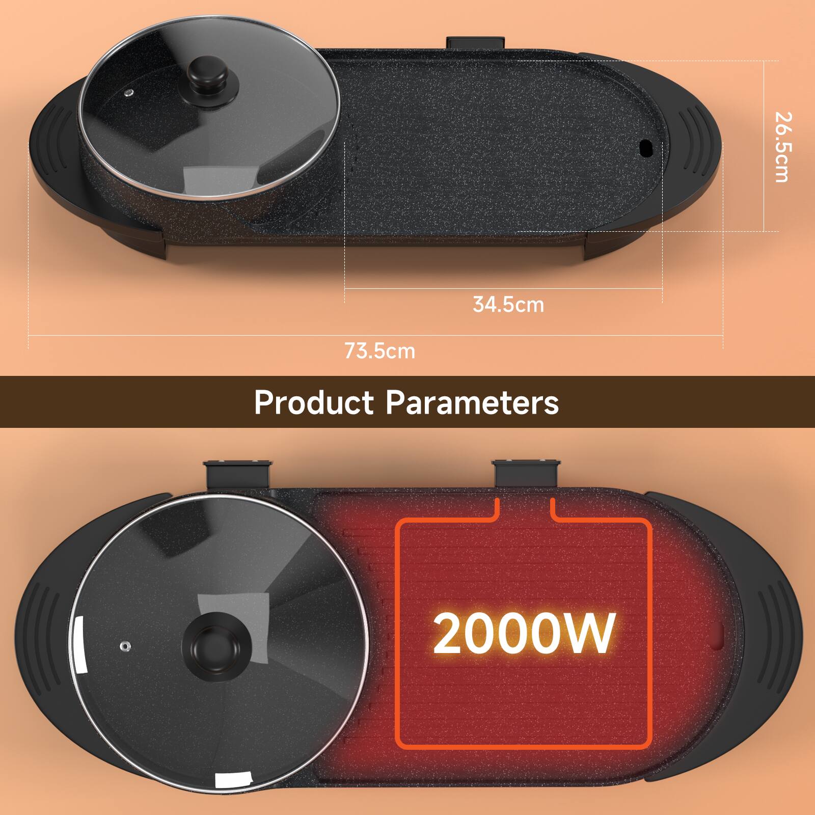 26.5cm  
34.5cm  
73.5cm  

Product Parameters  
2000W