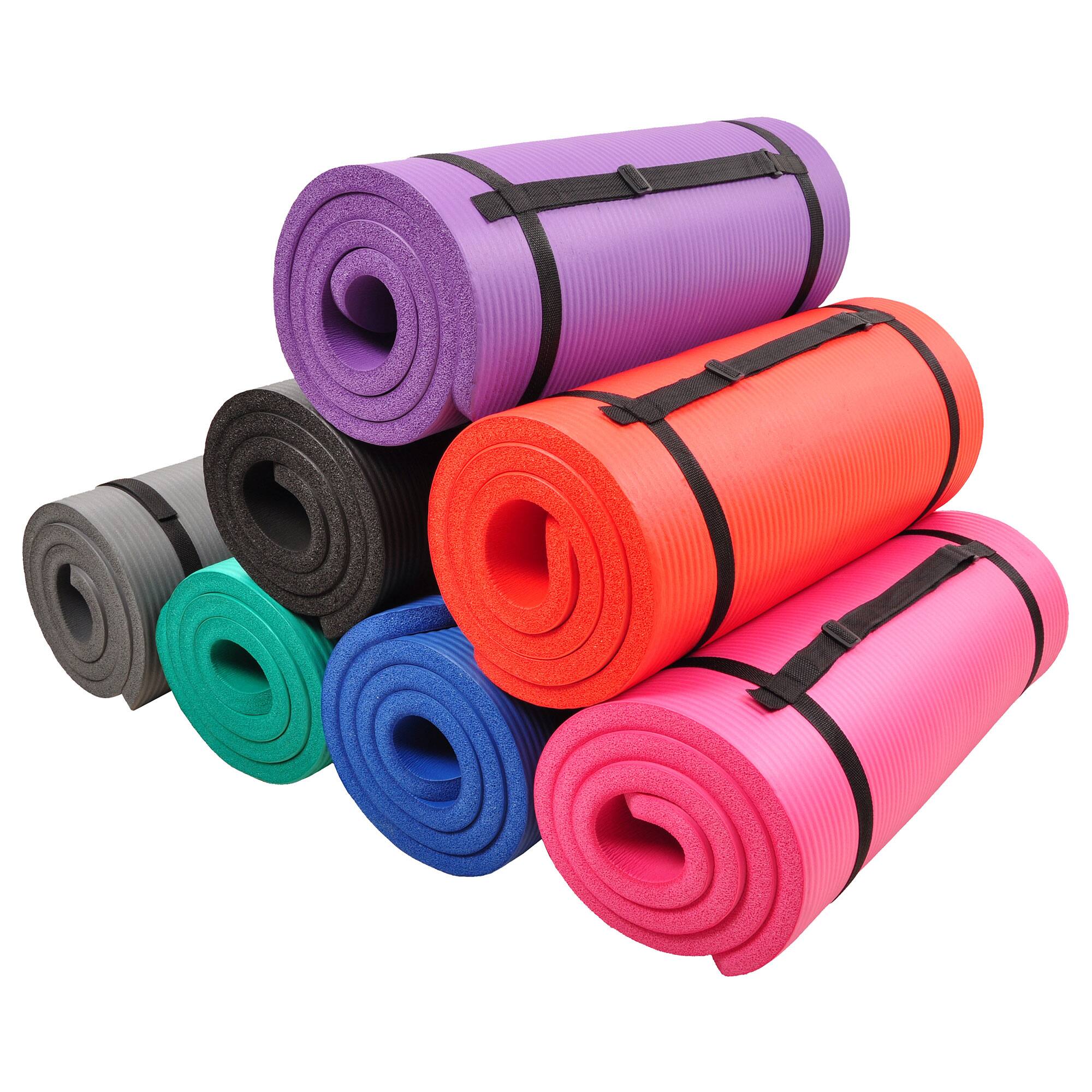 Alt View 2. Signature Fitness - Signature Fitness 1" Extra Thick Exercise Fitness Yoga Mat w/ Carry Strap, Green - Green.