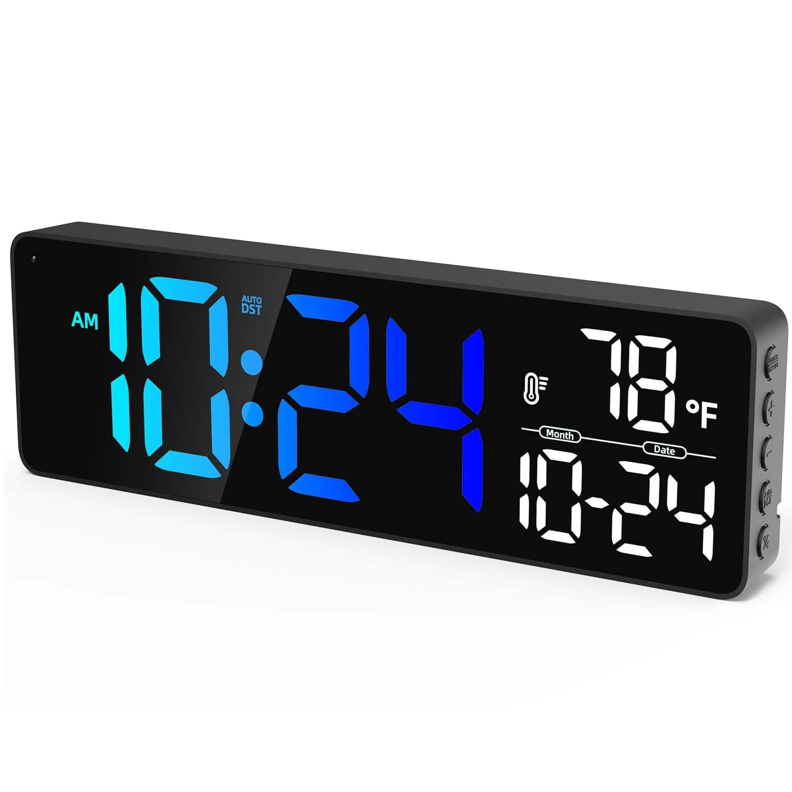 Dazzed Corner - Digital Alarm Clock, Large LED Digital Wall Clock - Black