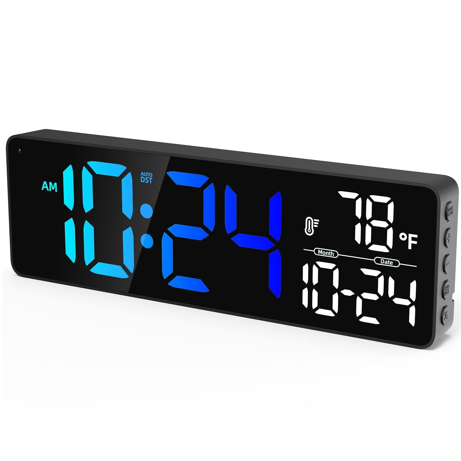 Dazzed Corner - Digital Alarm Clock, Large LED Digital Wall Clock - Black