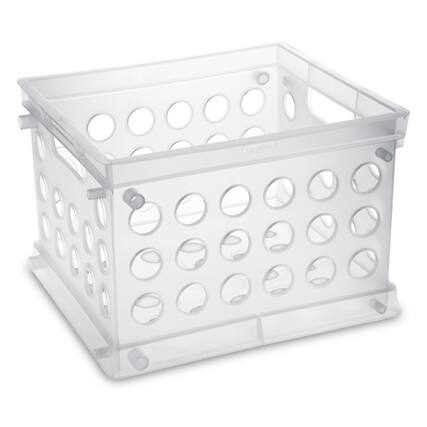 Front. Sterilite - Sterilite Convenient Mini Square Small Storage Organizing Crate, Clear (36 Pack) - Clear.