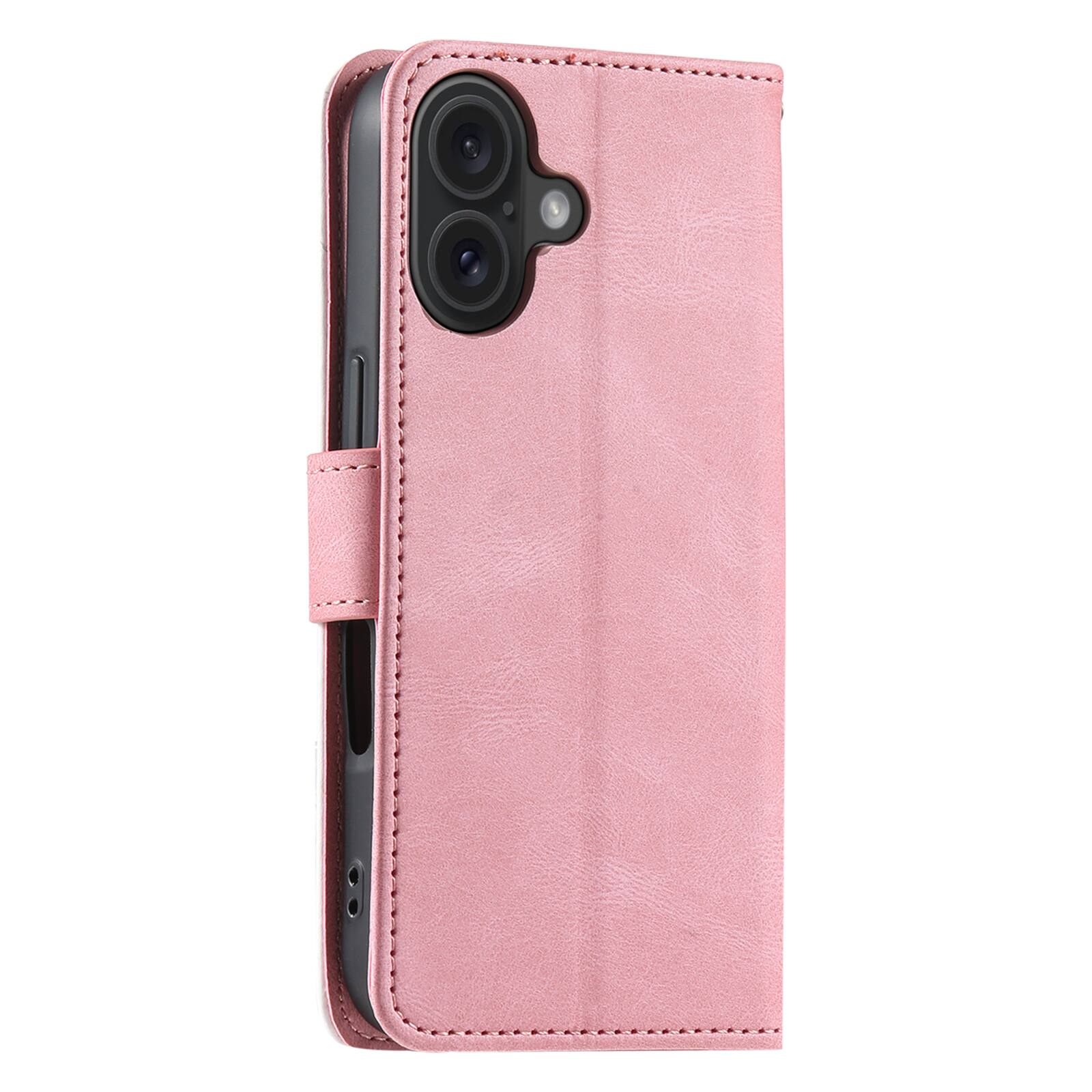 Alt View 4. Dteck - Wallet Case for Apple iPhone 17,Vintage PU Leather Flip Card Holder Kickstand Magnetic Closure Phone Cover - Pink.