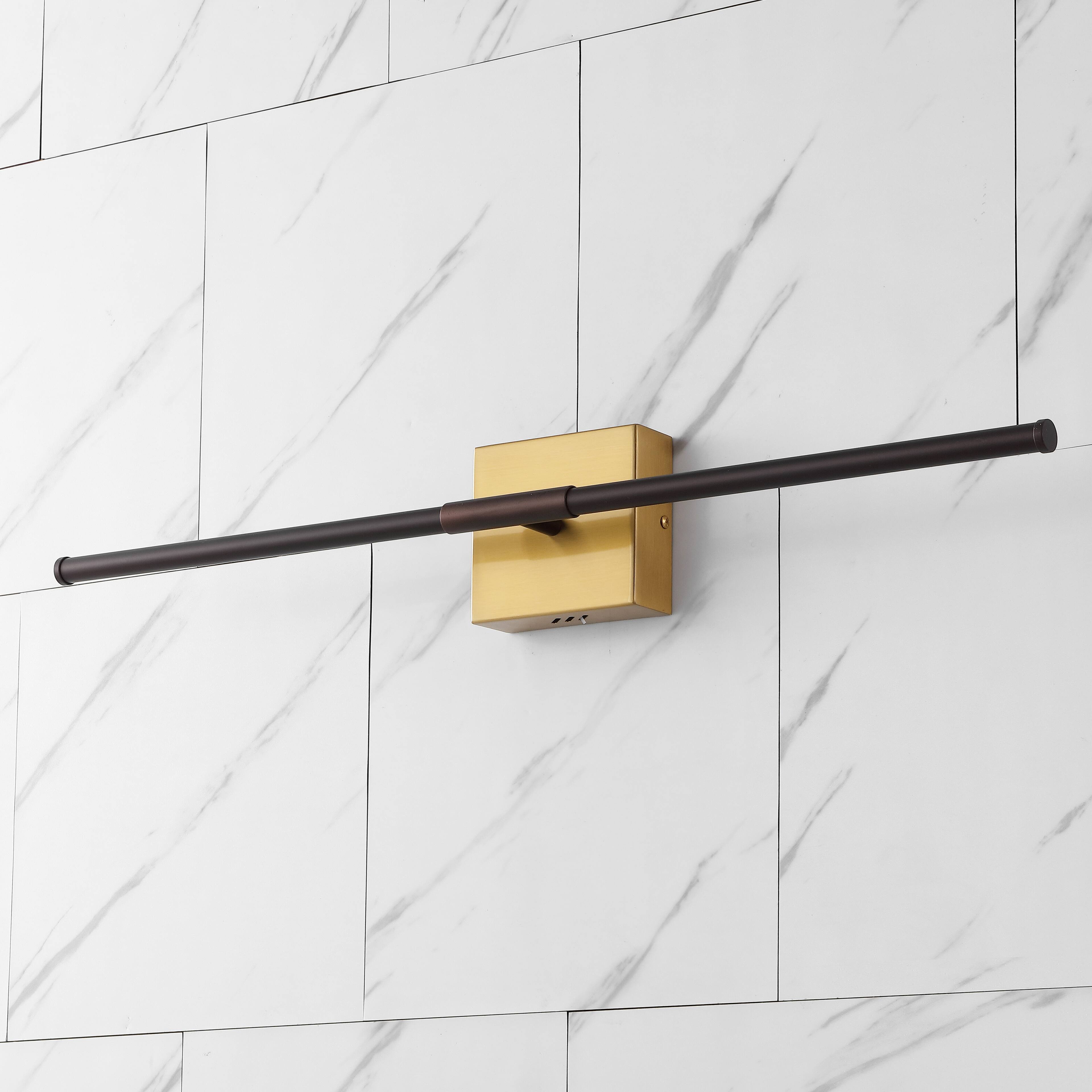 Alt View 8. Jonathan Y - Makena 28" Modern Minimalist Dimmable Integrated LED Metal Wall Sconce, Oil Rubbed Bronze/Brass Gold - Oil Rubbed Bronze/Brass Gold.
