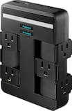 Rocketfish™ - 6-Outlet/1-USB/1-USB-C Swivel Wall Tap 2,100 Joules Surge Protector - Black