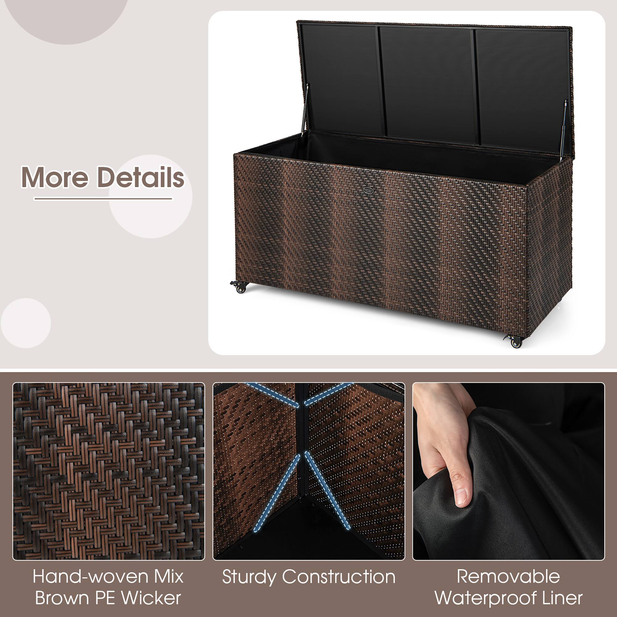 More Details

- Hand-woven Mix Brown PE Wicker
- Sturdy Construction
- Removable Waterproof Liner