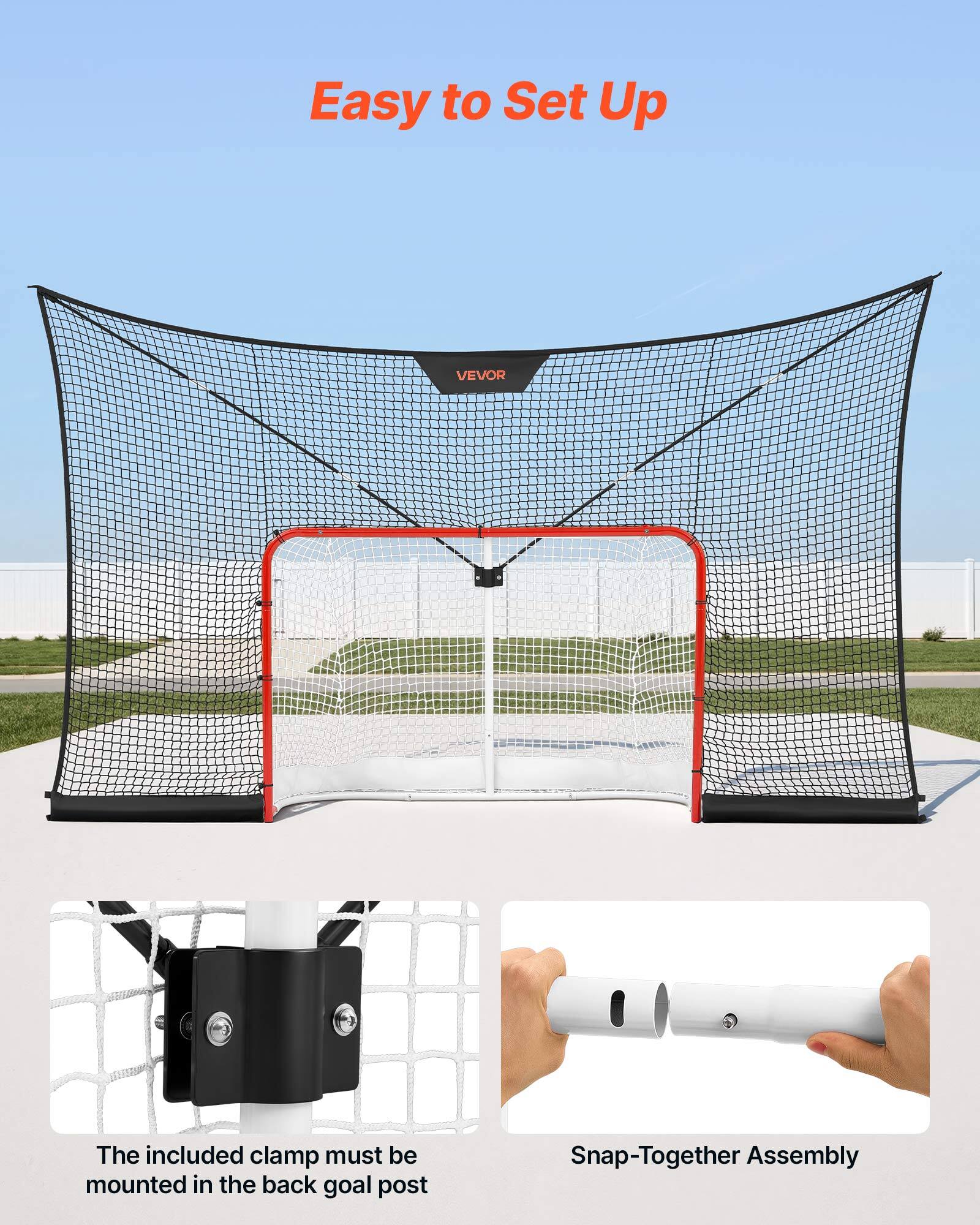 Easy to Set Up

VEVOR

The included clamp must be mounted in the back goal post

Snap-Together Assembly
