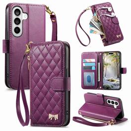 Dteck - Zipper Wallet Case for Samsung Galaxy S26+,PU Leather Flip Cover with Wrist Strap,Magnetic Snap Shockproof Case - Purple