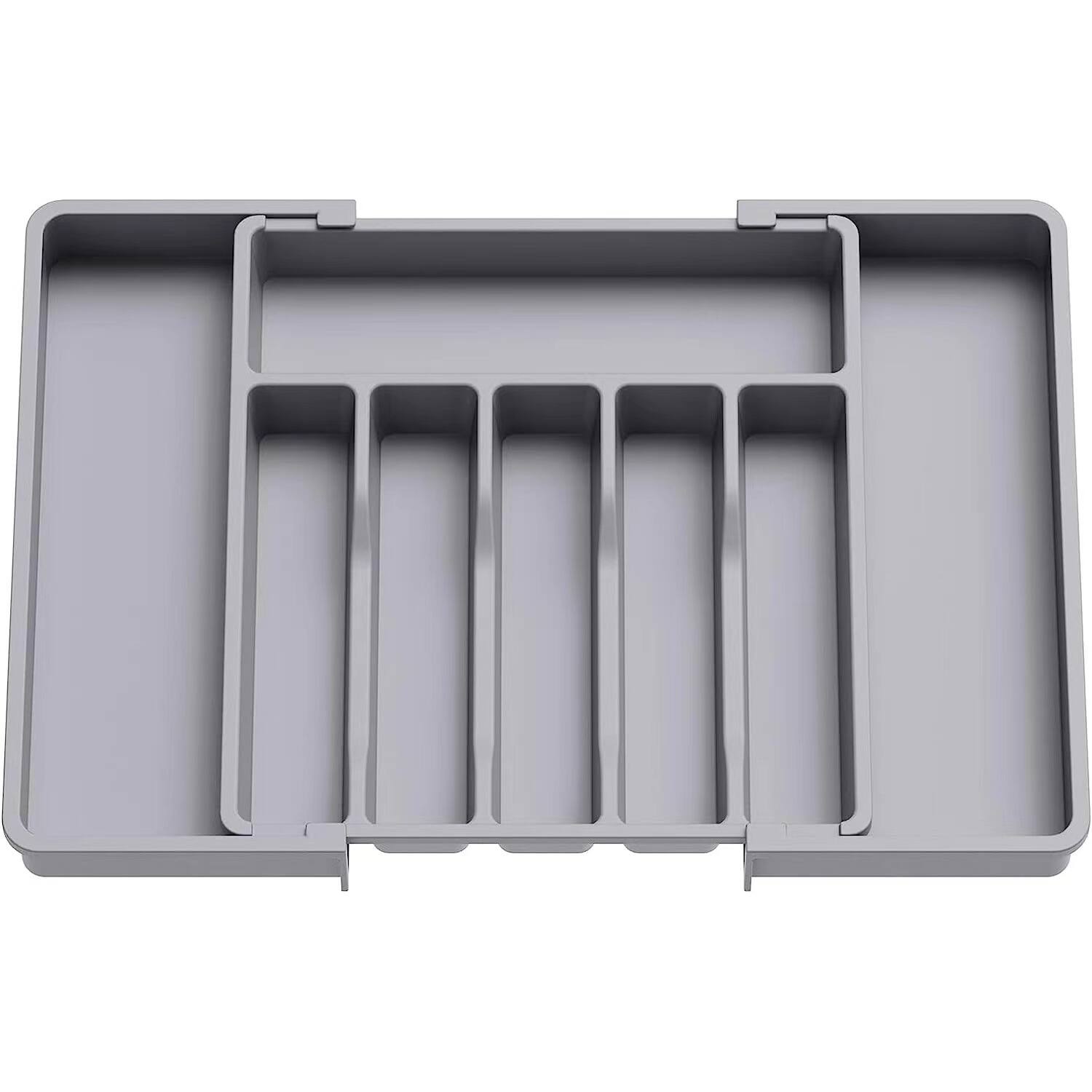 Alt View 5. Giantpower - Silverware Drawer Organizer, Expandable Utensil Tray for Kitchen, Adjustable Plastic Storage for Spoons Forks Knives - Grey.