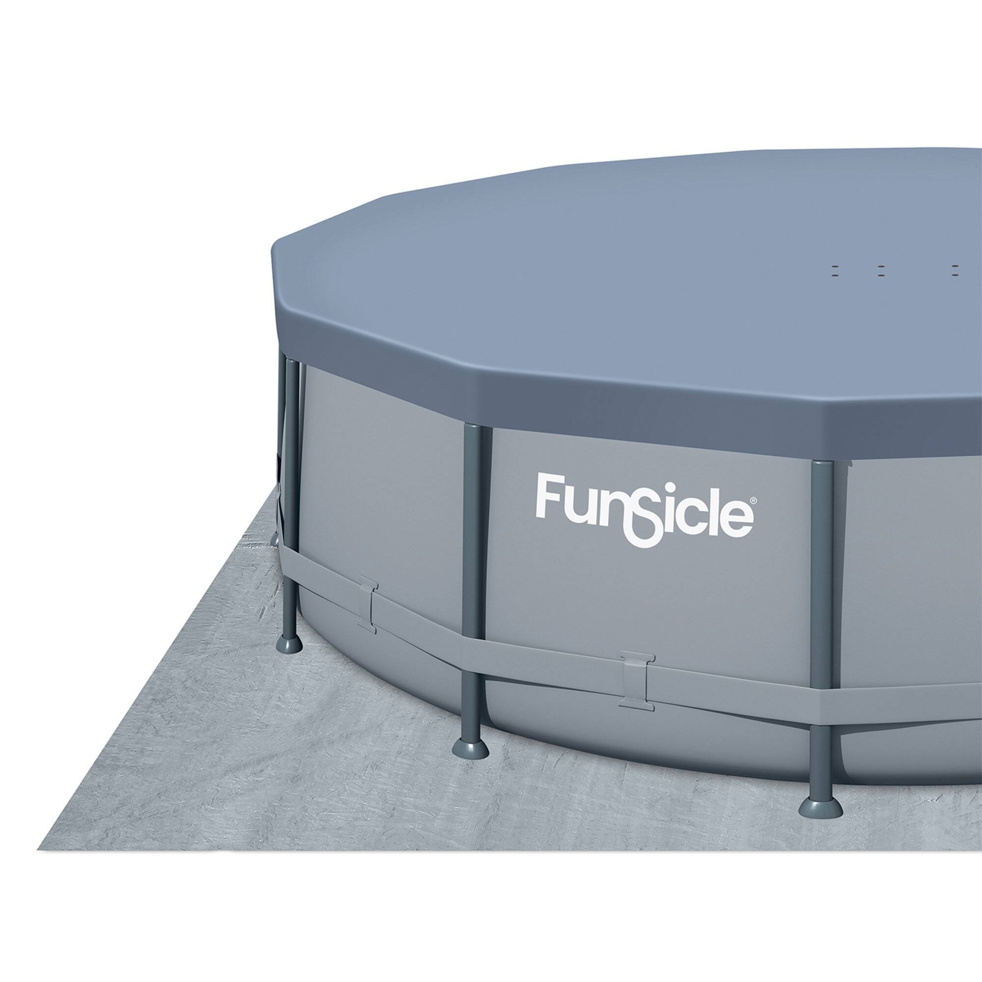 Alt View 8. Funsicle - Funsicle 14' x 42" Oasis Outdoor Round Frame Above Ground Swimming Pool, Gray - Gray.