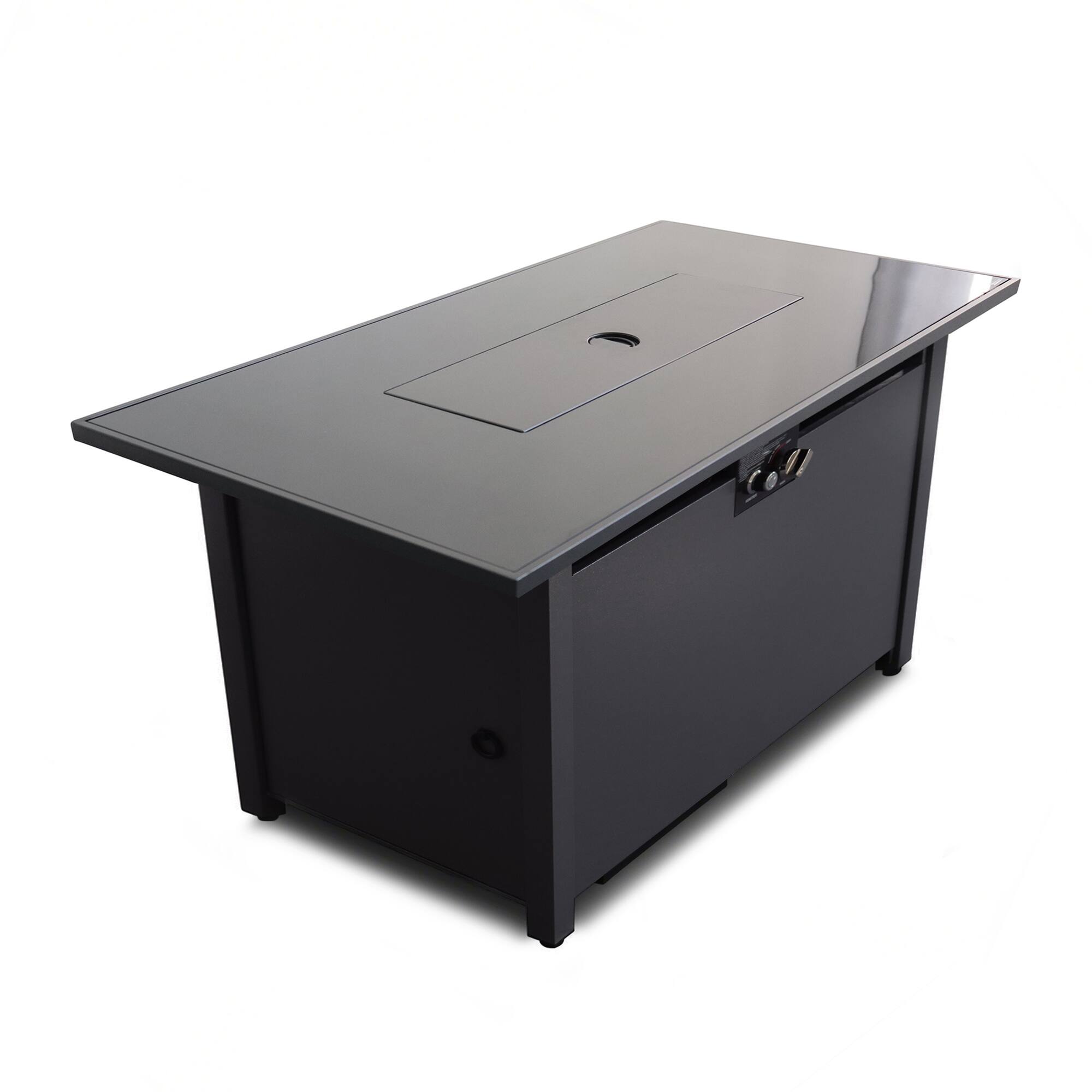 Mondawe 42 White Smoked Glass Metal Rectangle Fire Pit Black MO-LS42302 ...