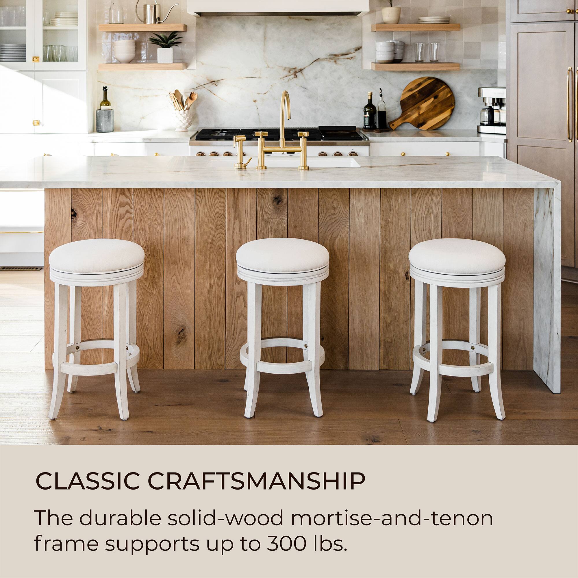 CLASSIC CRAFTSMANSHIP

The durable solid-wood mortise-and-tenon frame supports up to 300 lbs.