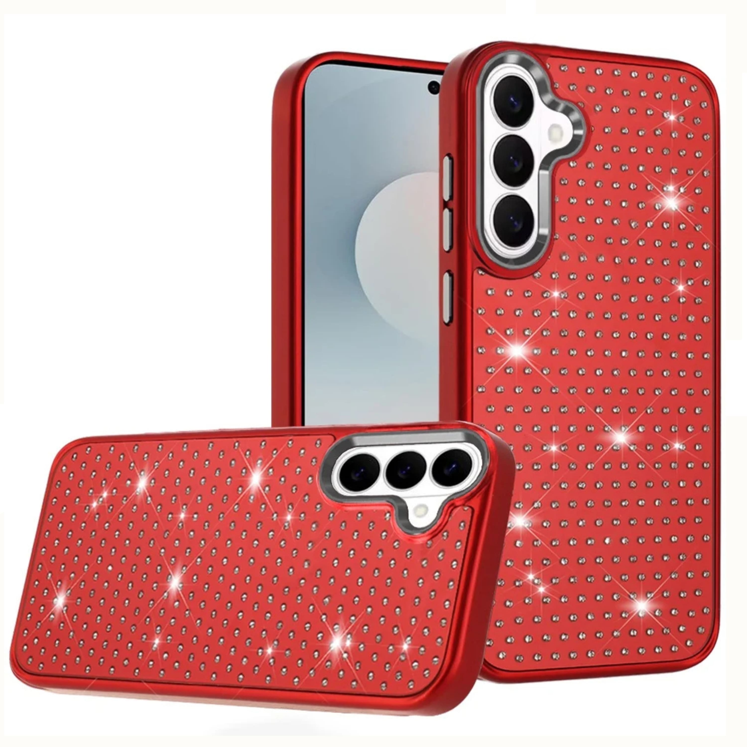Kitcheniva - Luxury Crystal Bling Protective Cover With Tempered Glass For Samsung S26 6.3 Inch - Red price history on PriceWatchPro