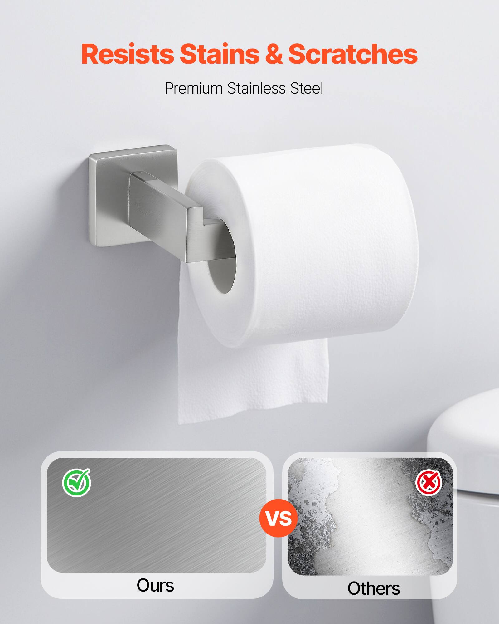 Resists Stains & Scratches  
Premium Stainless Steel  

Ours  
VS  
Others