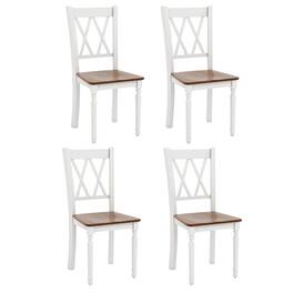 Gymax - Dining Chairs Set of 4 Wood Farmhouse Dining Room Side Chairs for Home Kitchen - Walnut+White