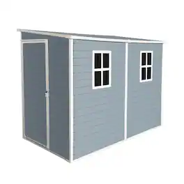 Mondawe - 4x8ft Outdoor Storage Shed with Floor Resin shed with Two-Window - Gray