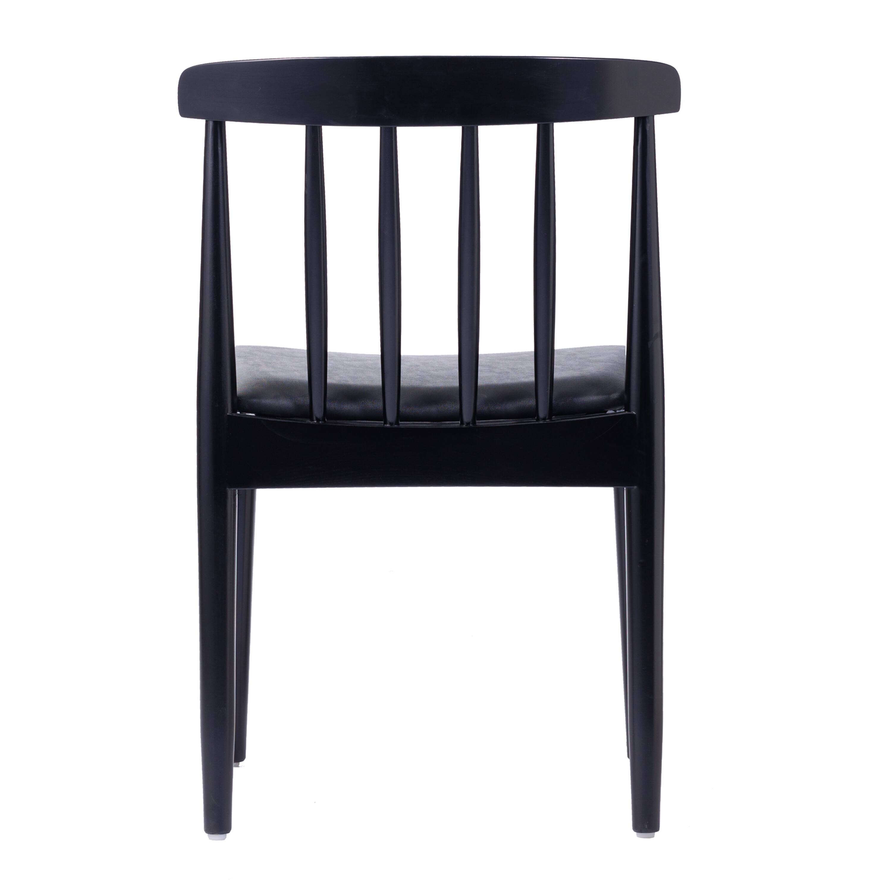 Alt View 6. Emma + Oliver - Charlize Solid Wood Dining Chair with Spindle Backrest and Vinyl Seat - Black Vinyl Seat/Black Wood Frame.
