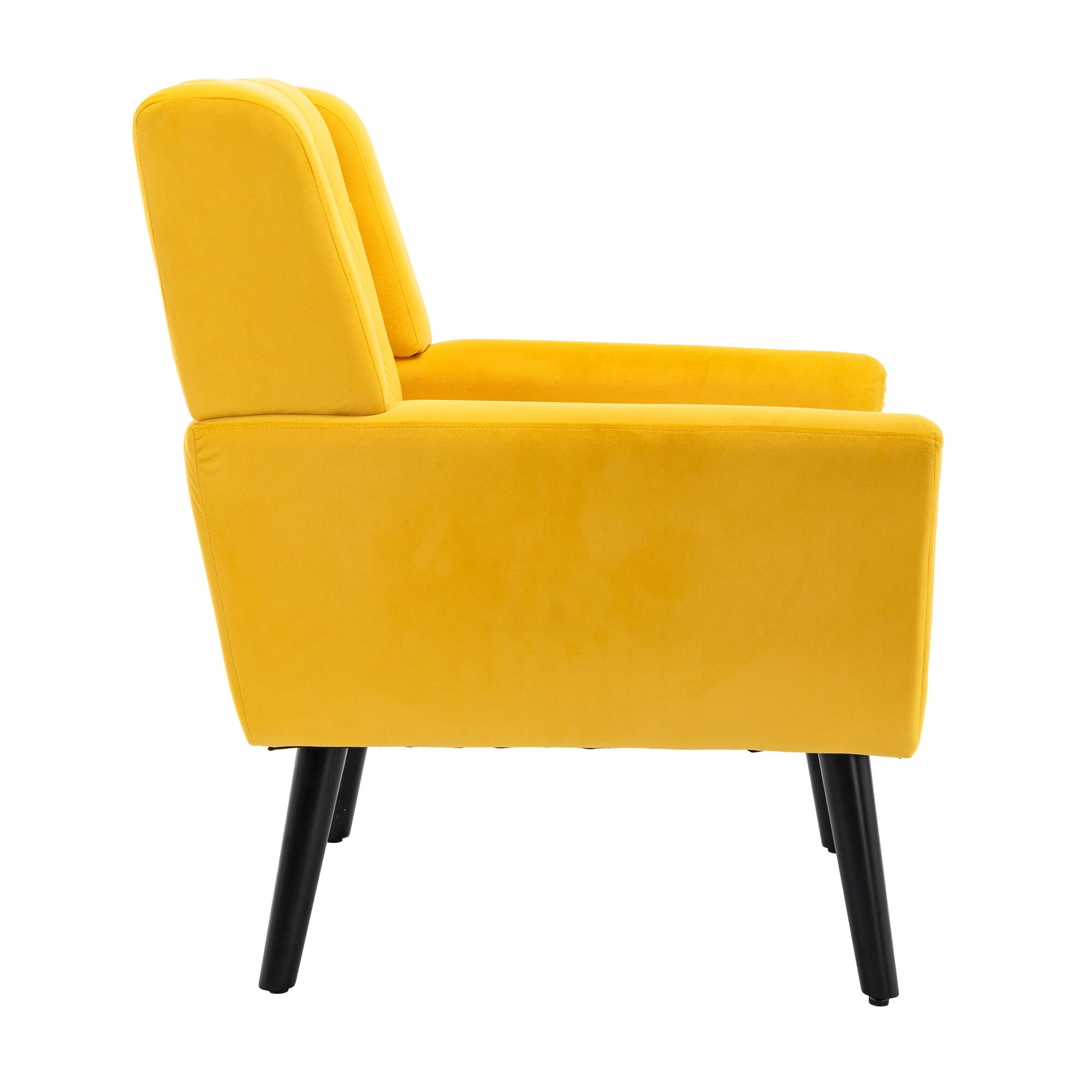 Alt View 1. APRILSOUL - Modern Soft Velvet Ergonomics Accent Chair Living Room Bedroom Home Black Legs Indoor - Yellow.