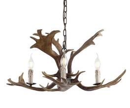 Jonathan Y - Speller 27" Adjustable Resin Antler 3-Light LED Chandelier - Brown