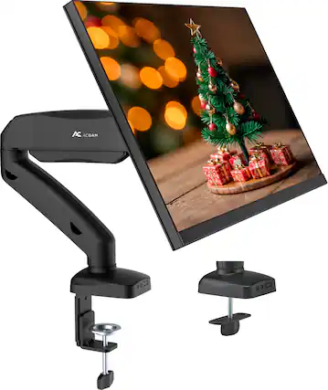 Front. ACGAM - Single Monitor Arm, Fully Adjustable Spring-Assisted Monitor Desk Mount for Computer Screen 17-32 Inch and 4.4-19.8 lbs - Matte Black.
