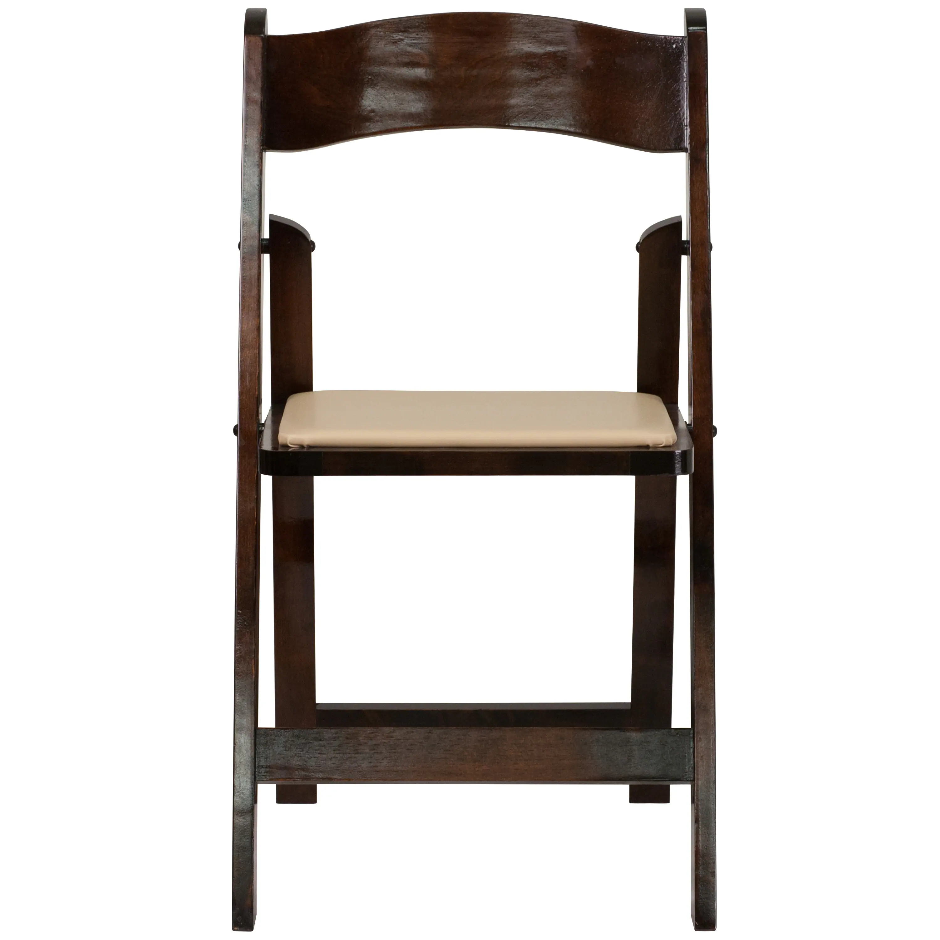 Alt View 3. Emma + Oliver - 2 Pack Wedding Party Event Wood Folding Chair with Vinyl Padded Seat - Fruitwood.