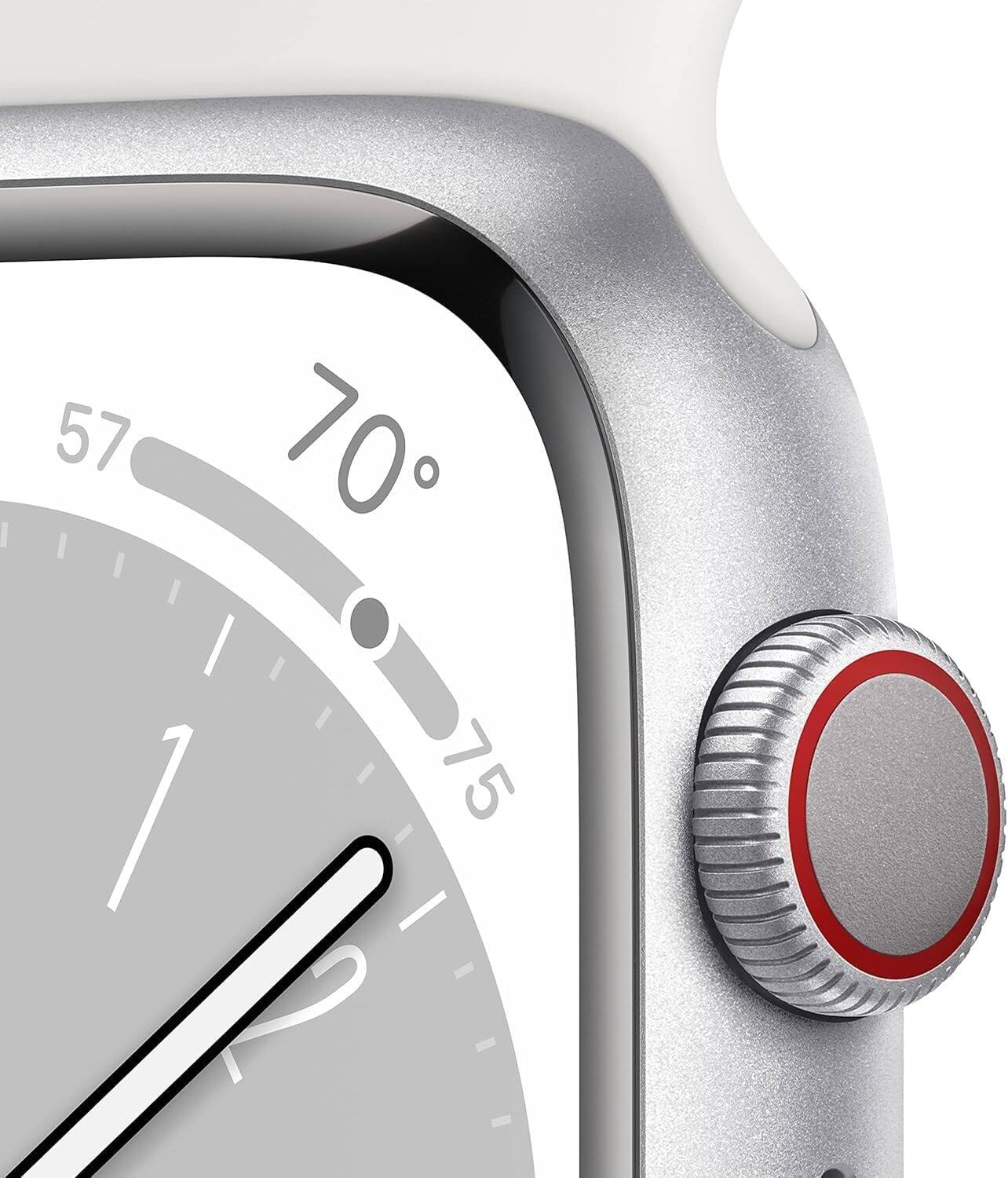Left. Apple - Watch Series 8 Stainless Steel 41mm (GPS + Cellular) - Silver.