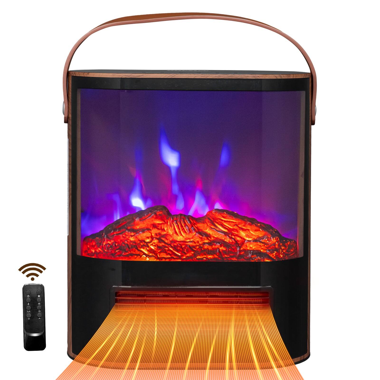 Alt View 2. Winado - Portable Electric Fireplace Heater for Indoor Use, 1500W Space Heater Fireplace with 7 Color Adjustable Flames - Light Walnut.