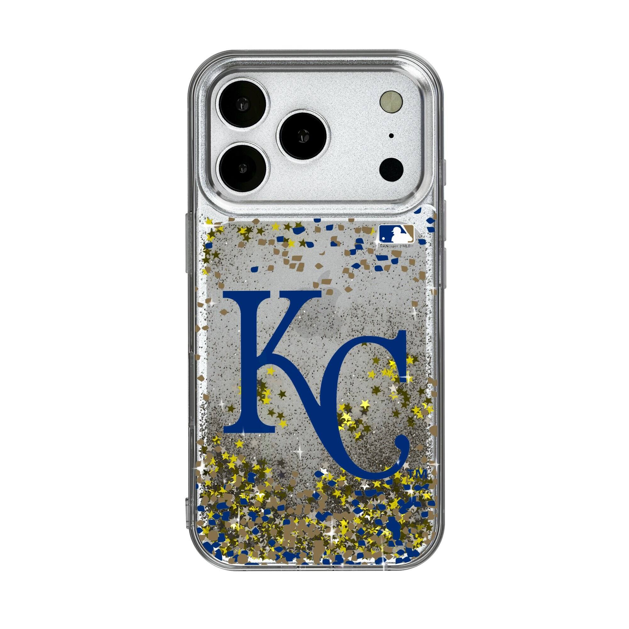 Front. Keyscaper - Kansas City Royals Glitter Confetti iPhone Case - 15 Pro Max - Multicolor.