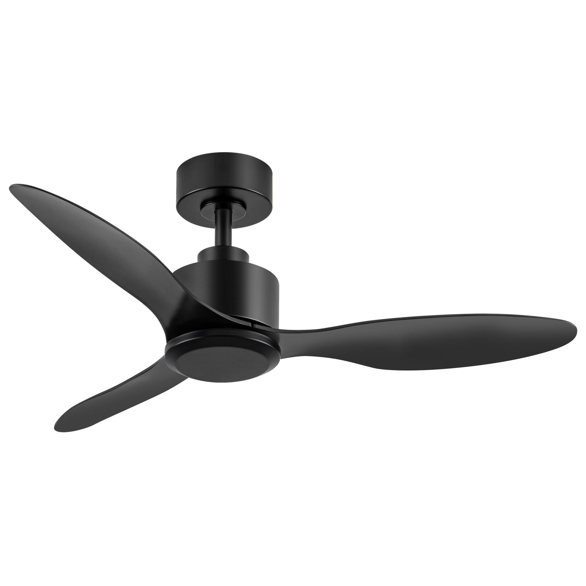 Left. Breezary - 42" Modern Indoor Ceiling Fan, 3 ABS Blades, 6-Speed DC Motor, Remote Control, Timer, 5'' Downrod, Light/No Light Option - Matte Black (Without Light).