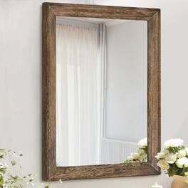 Skar Audio - Wall Rectangle Mirrors For With Wood Framed Decorative Bedroom Bathroom Living Room Farmhouse Entryway Hang - Brown 16"L x 12"W