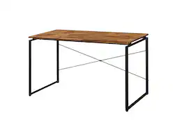 Forest'nSky - and Black Writing Desk, Two-Tone Computer Table with Wood Top and Metal Frame for Home Office - Oak