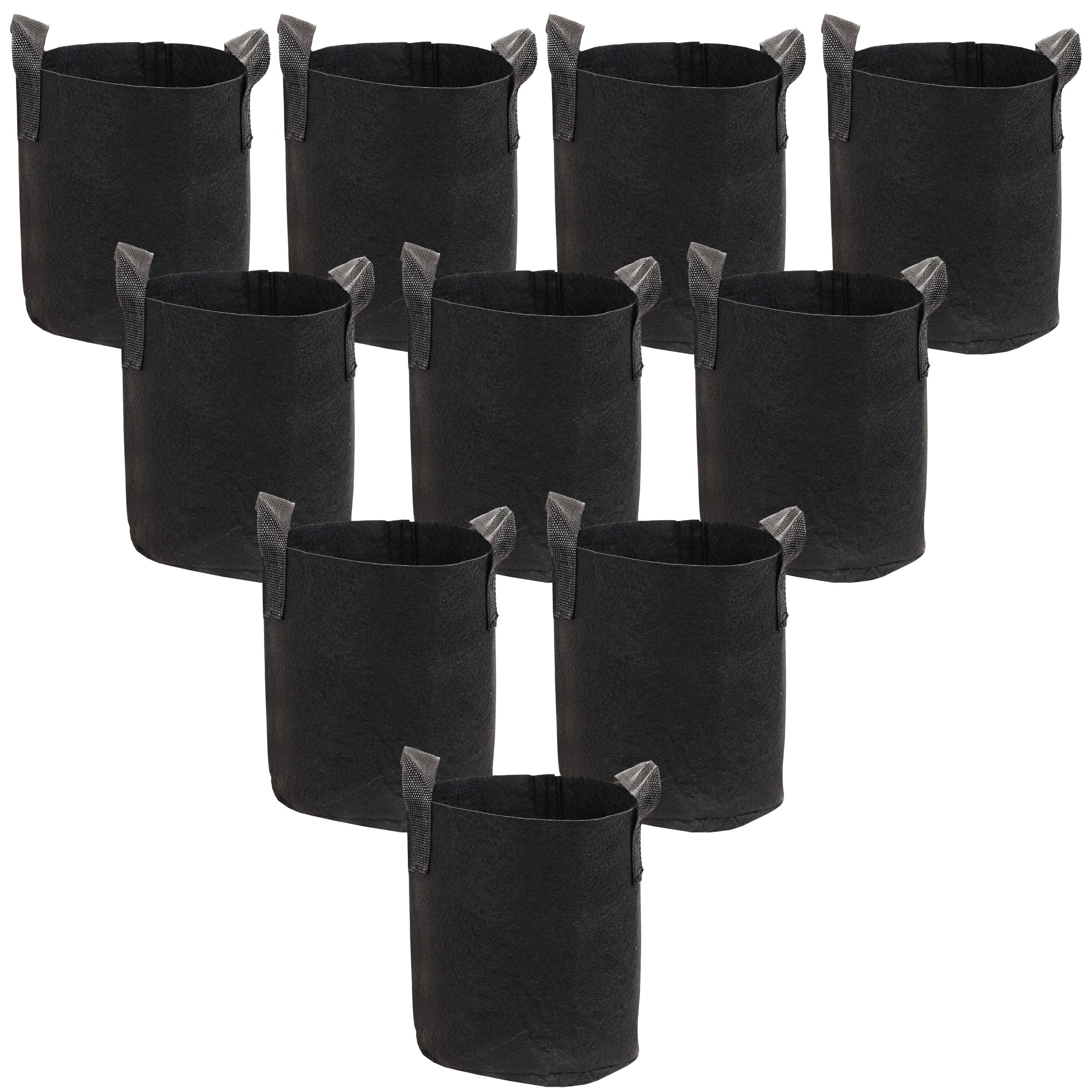 Front. Sunnydaze - Set of 10 Nonwoven Polypropylene Grow Bag with Handles - 2 gallon - Black.