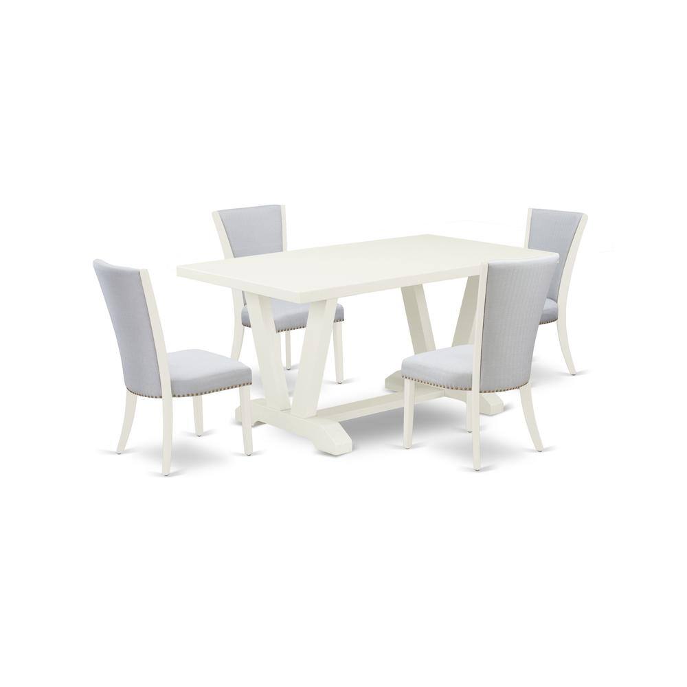 Left. East West Furniture - East West Furniture 5-Piece Kitchen Table Set Consists of 4 Dining Room Chairs with Upholstered Seat and Stylish - Multi-Color.