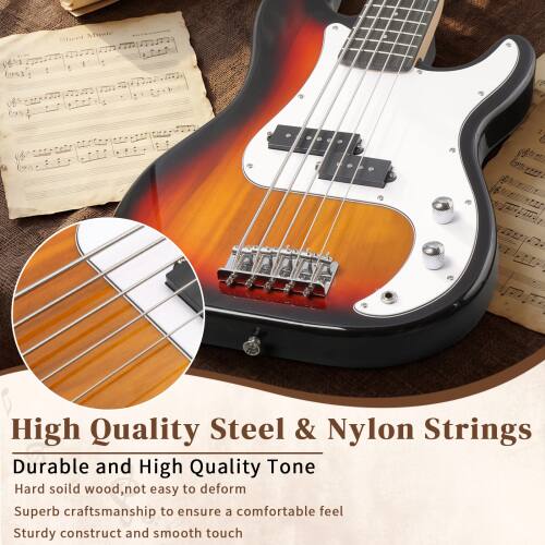 Sheet Music

High Quality Steel & Nylon Strings
Durable and High Quality Tone
Hard solid wood, not easy to deform
Superb craftsmanship to ensure a comfortable feel
Sturdy construct and smooth touch
