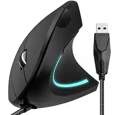Front. Delton - Delton S12 Ergonomic Vertical Wired Mouse, 6 Buttons, 3 Adjustable DPI Levels (DMERG12-U) - Black.