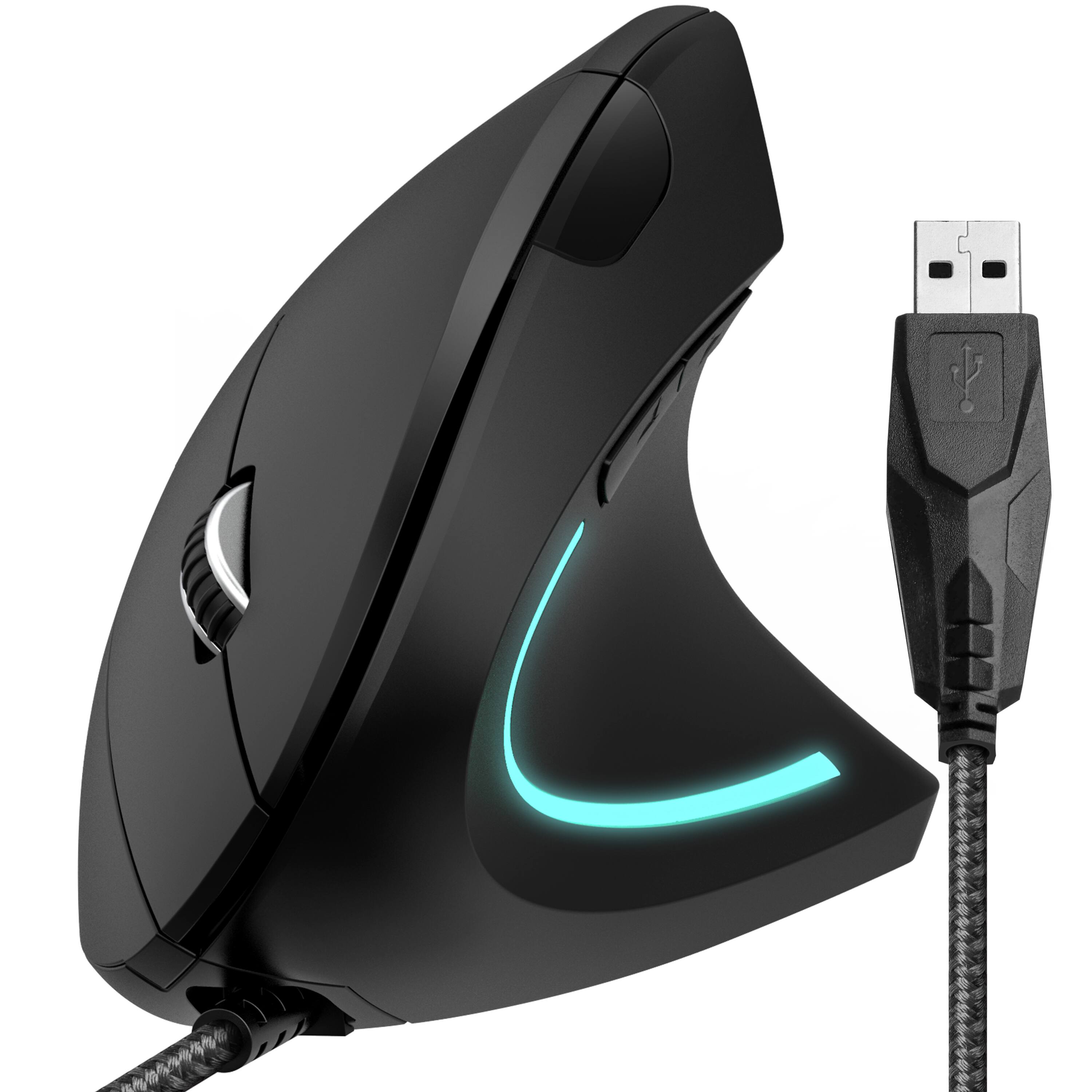Front. Delton - Delton S12 Ergonomic Vertical Wired Mouse, 6 Buttons, 3 Adjustable DPI Levels (DMERG12-U) - Black.