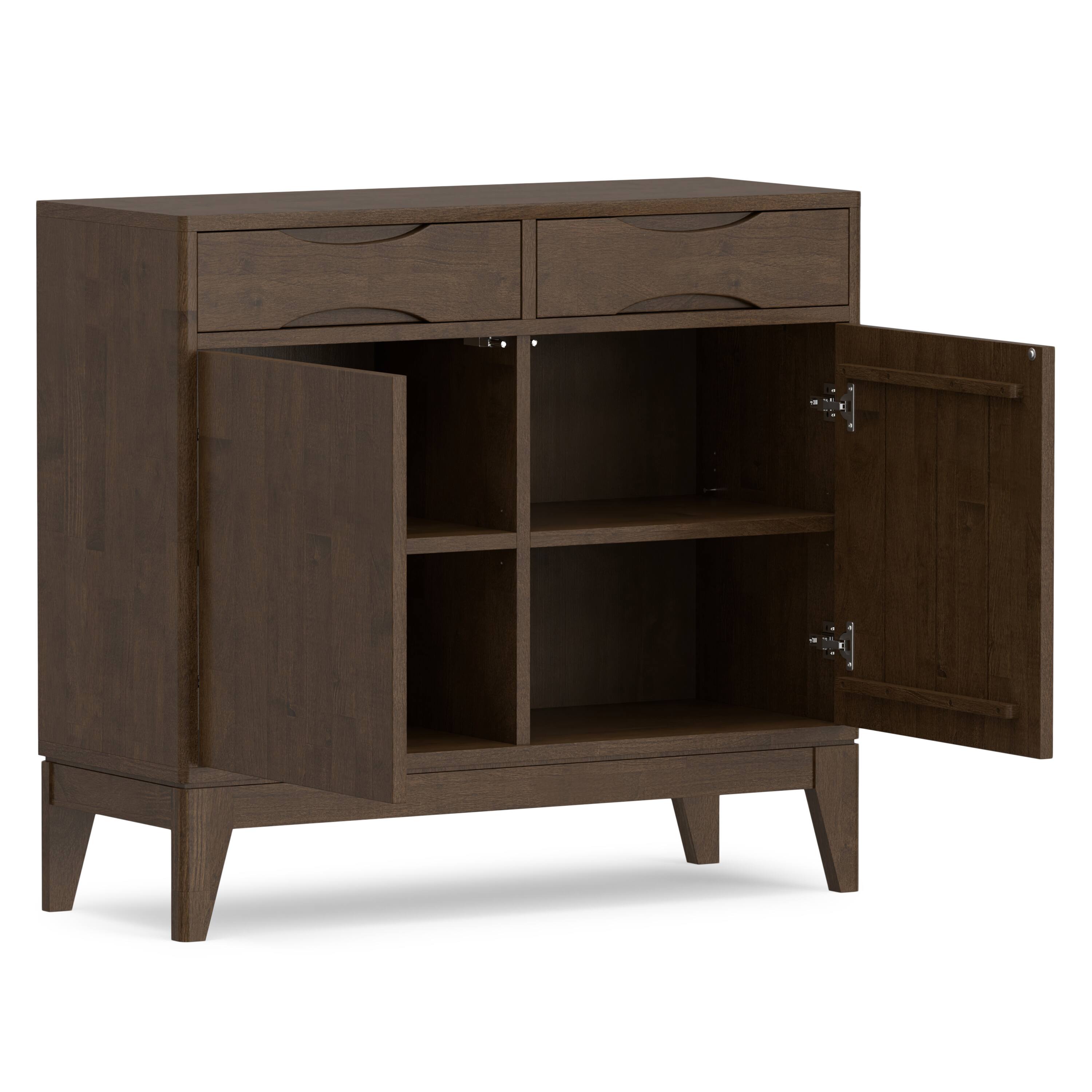 Alt View 1. Simpli Home - Simpli Home Harper SOLID HARDWOOD 40 inch Wide Mid Century Modern Entryway Storage Cabinet in Walnut Brown - Walnut Brown.