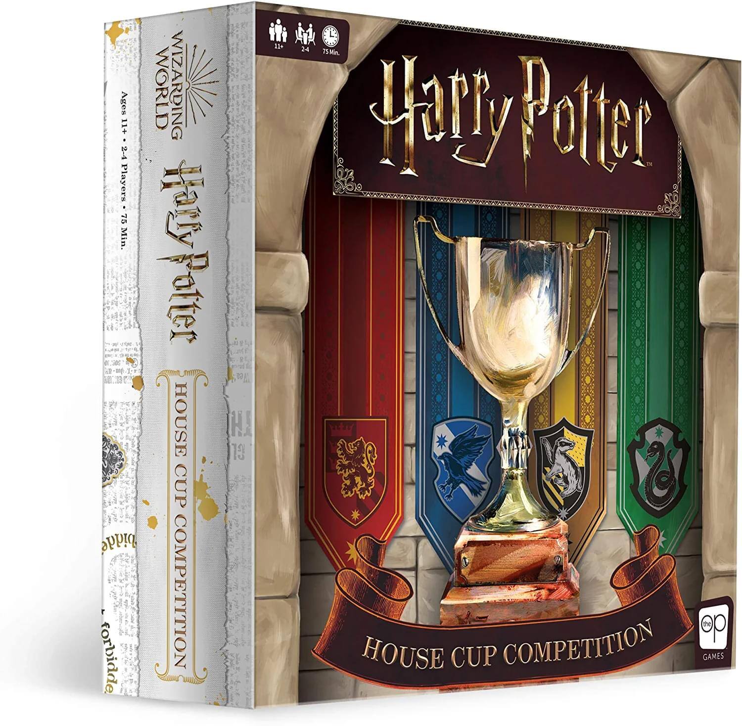 Ages 11+  
WORLD WIZARDING  
2-4 Players  
75 Min.  

Harry Potter  
HOUSE CUP COMPETITION  

Harry Potter  
HOUSE CUP COMPETITION