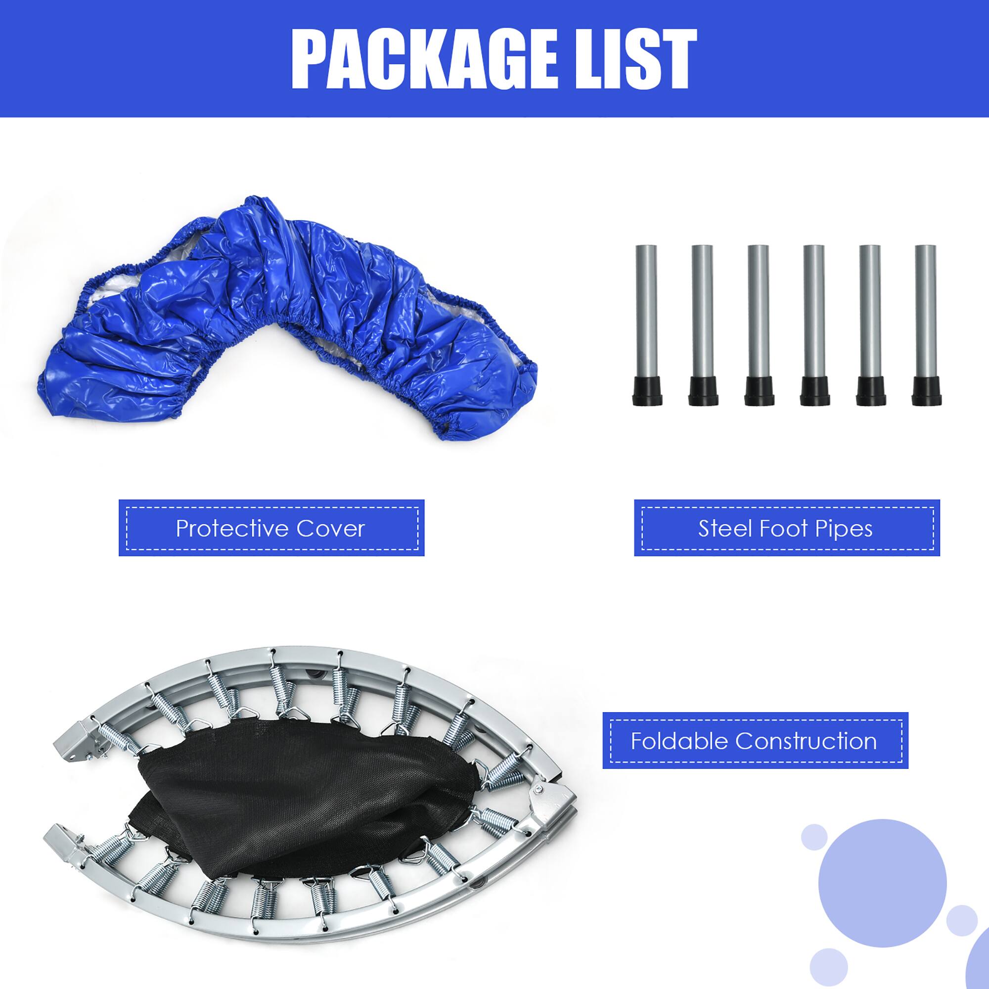 PACKAGE LIST

- Protective Cover
- Steel Foot Pipes
- Foldable Construction