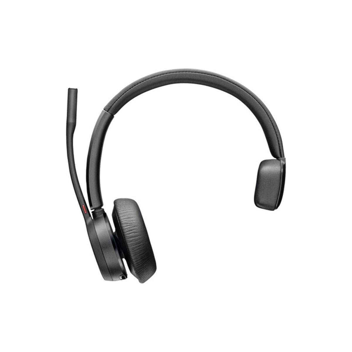 Alt View 1. HP - HP Poly Voyager 4310 UC Wireless Monoaural Headset with Charging Stand and USB-A Adapter, Microsoft Teams Certified - Black.