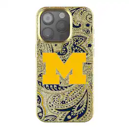 Keyscaper - NCAA - Michigan Wolverines Paisley Bling iPhone Case - 15 - Gold