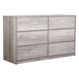 Forest'nSky - Grey Wood 6 drawer 44.5 in. Wide Chest of Drawers with Large Fabric Drawers for Living Room - Gray