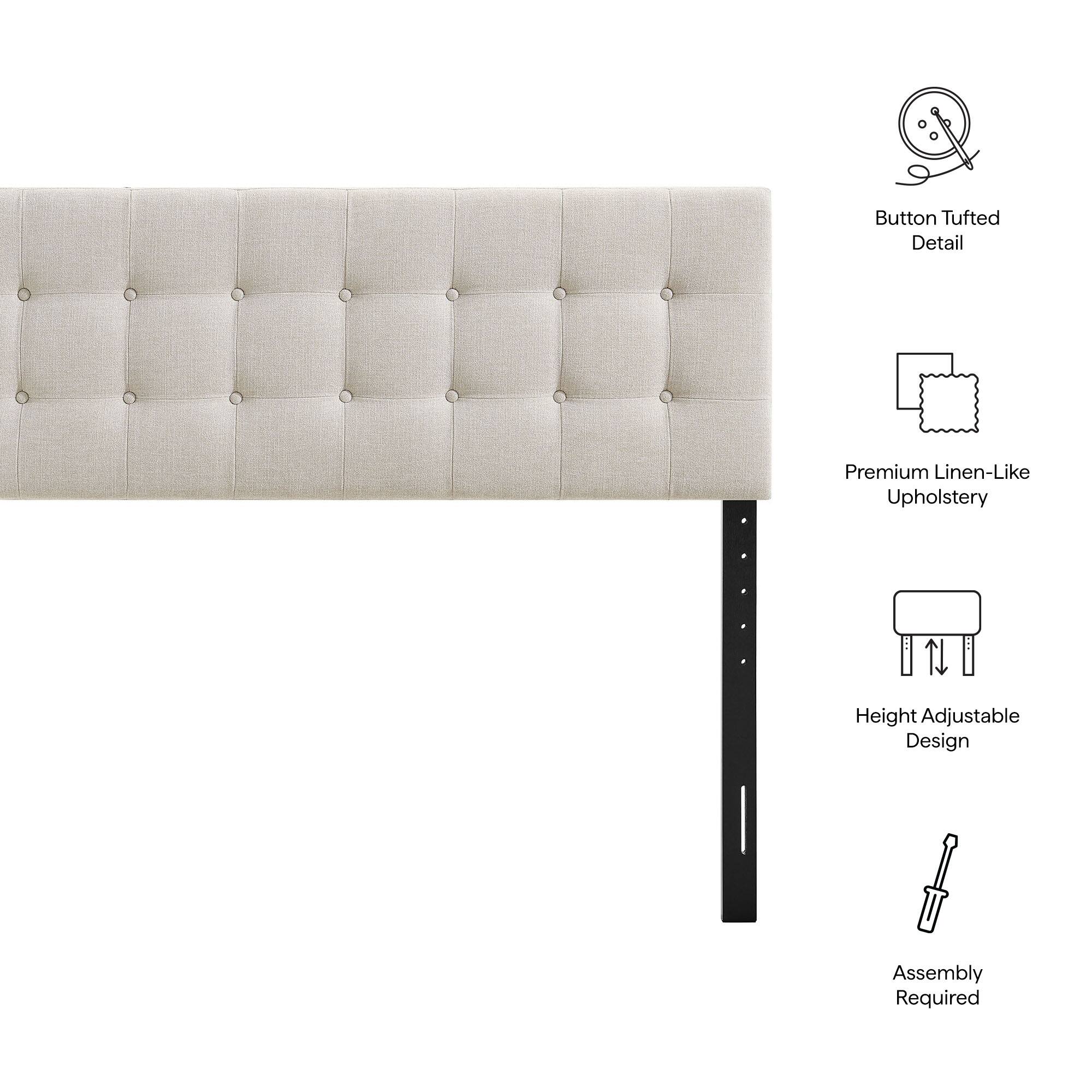 - Button Tufted Detail
- Premium Linen-Like Upholstery
- Height Adjustable Design
- Assembly Required