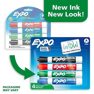 New Ink, New Look!

EXPO
Easily Erases
Dry Erase
Low Odor
Chisel
4 Dry Erase Markers

WOW
Our Most Vibrant Ink

PACKAGING MAY VARY